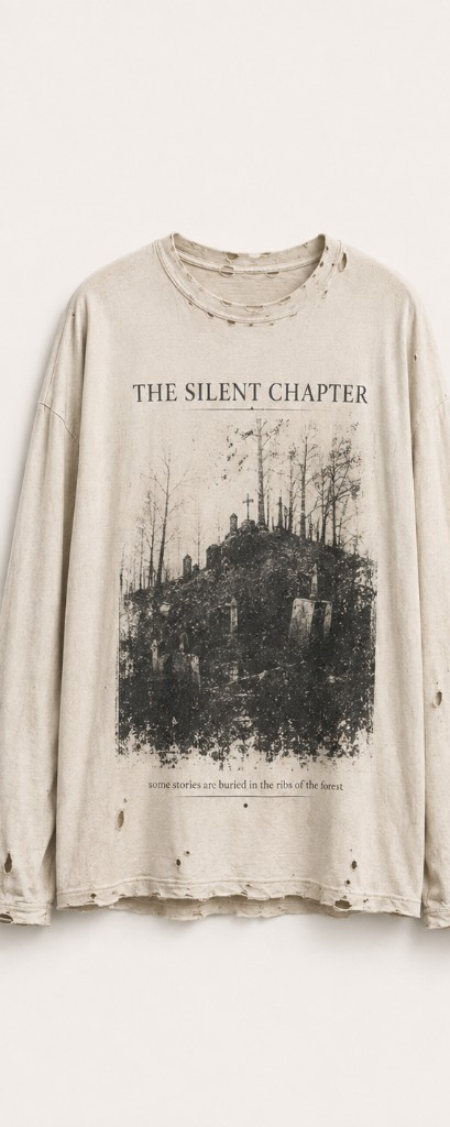 THE SILENT CHAPTER DISTRESSED LONGSLEEVE — BONE