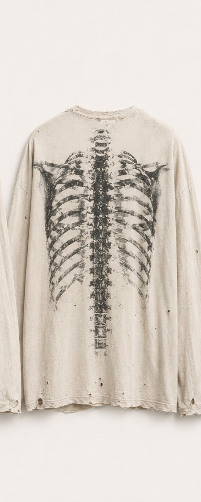 THE SILENT CHAPTER DISTRESSED LONGSLEEVE — BONE
